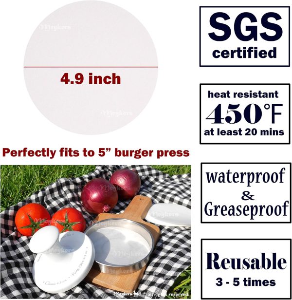 Meykers Patty Paper Food Grade Round 5 Inch 300 Pack-4