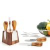 Hilislog Cheese Knife Set Stainless Steel Acacia Wood-4