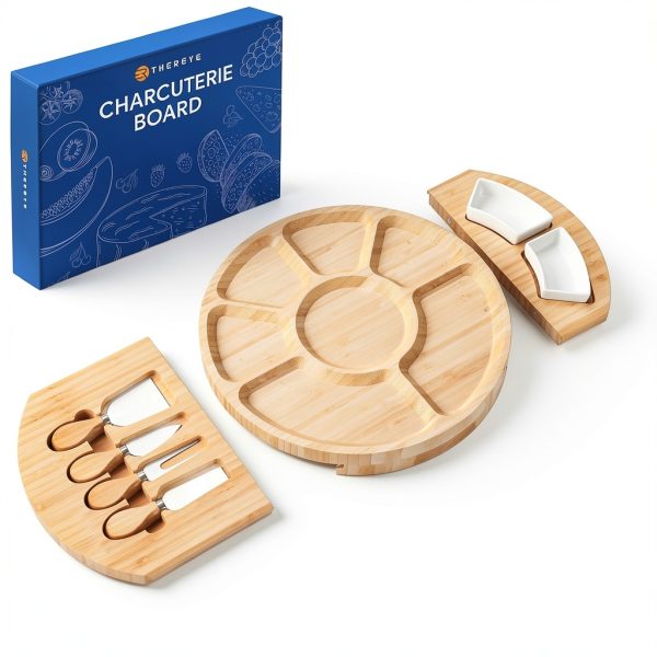 Thereye Luxury Bamboo Cheese Board Set-6