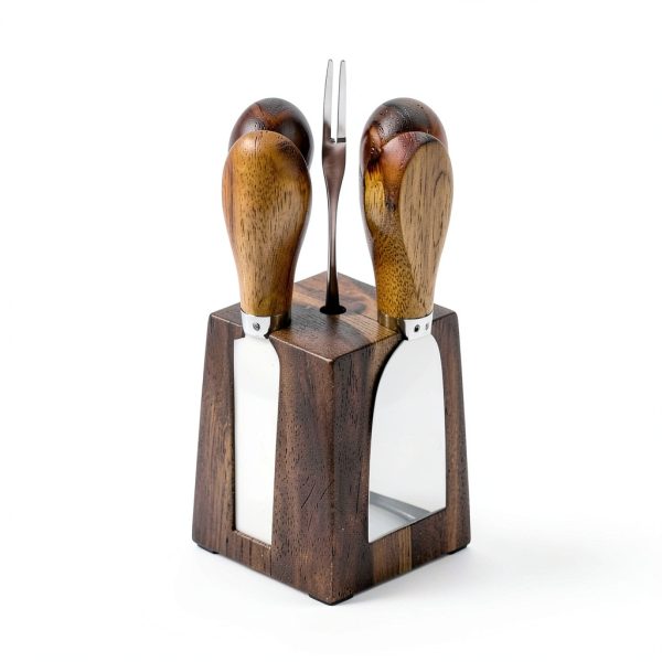 Hilislog Cheese Knife Set Stainless Steel Acacia Wood-6