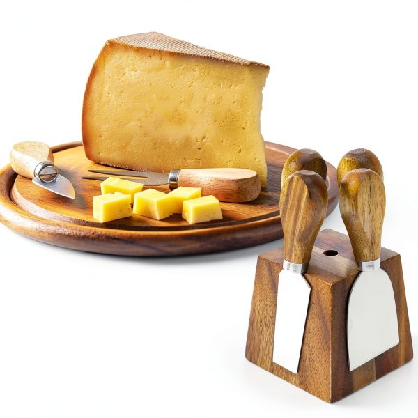Hilislog Cheese Knife Set Stainless Steel Acacia Wood-2